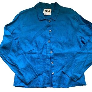 Flax Teal Linen Shirt Woman’s Size Small